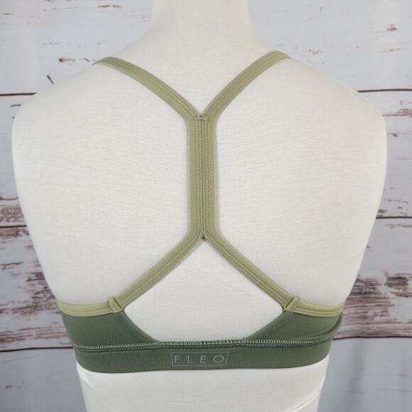 Fleo Reinette Sports Bra Medium Support Olive Green Size Small - Picture 2 of 6
